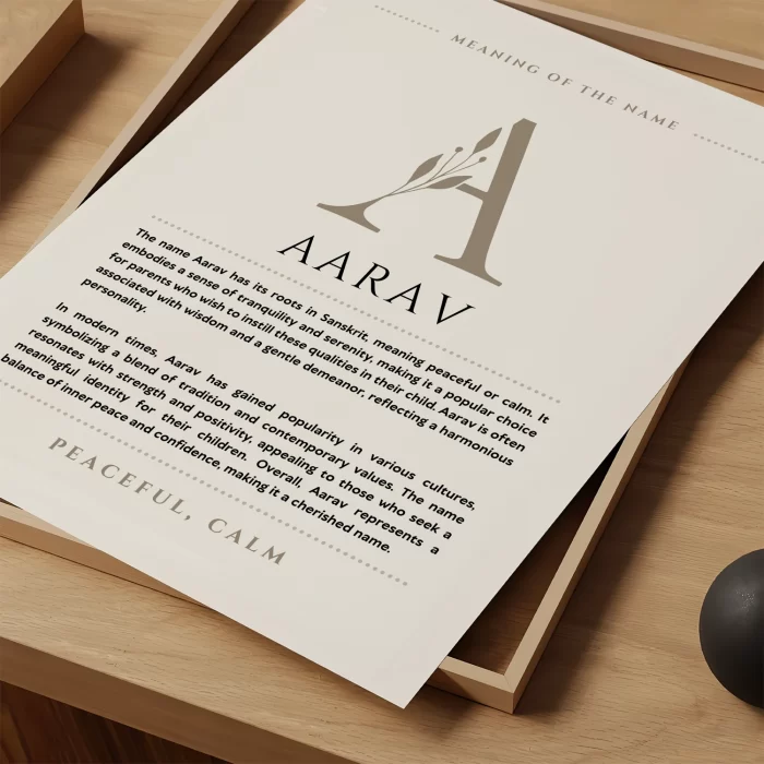 Aarav Name Meaning Art Print - Image 1