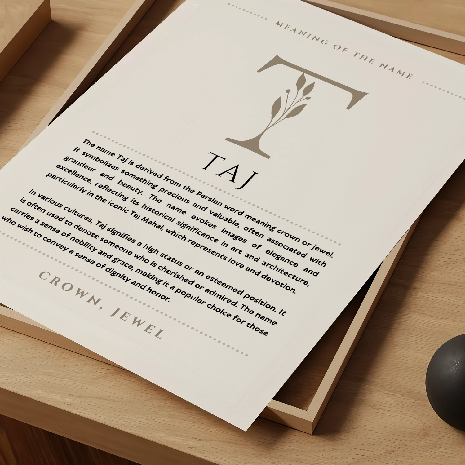 Taj_Name_Meaning_Art_Print_1.webp Taj Name Meaning Art Print - Image 1